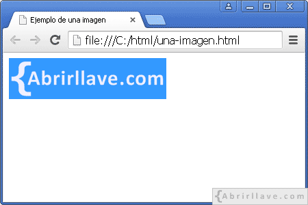 Visualización del archivo una-imagen.html en Google Chrome, donde se puede ver una imagen.