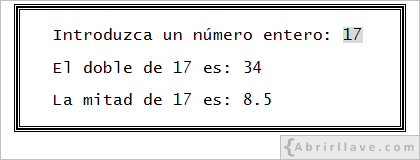 Resultado que se desea ver por pantalla en el enunciado 1 del ejercicio Instrucciones necesarias, del tutorial de Algoritmos de Abrirllave