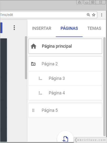 Ejemplo de páinas creadas en Google Sites.