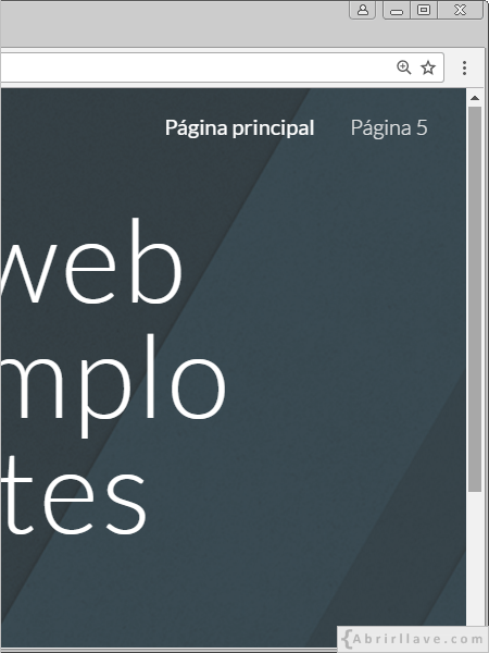 Menú de páginas web en Google Sites con varias de ellas ocultadas.