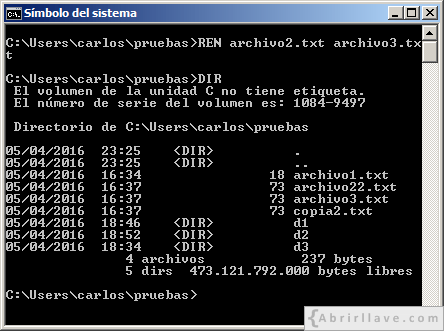 Comando para renombrar archivos en cmd