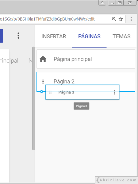 Anidar página en Google Sites.