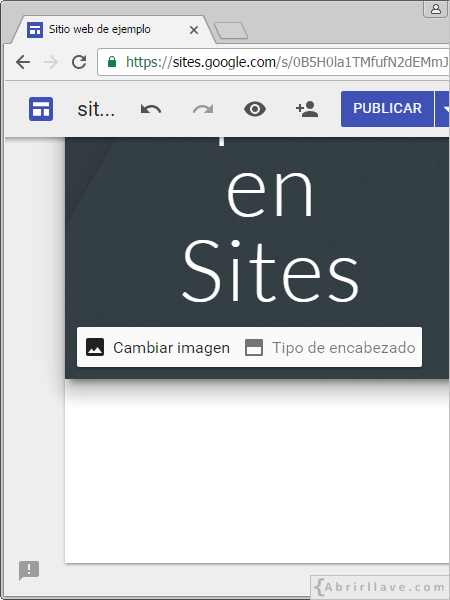 Cambiar imagen principal en Google Sites.