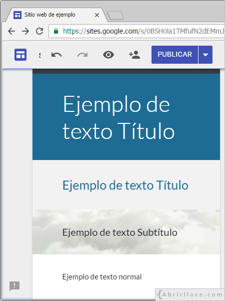 Cambiar el color de fondo de la sección de un texto | Tutorial de Google  Sites | Abrirllave.com