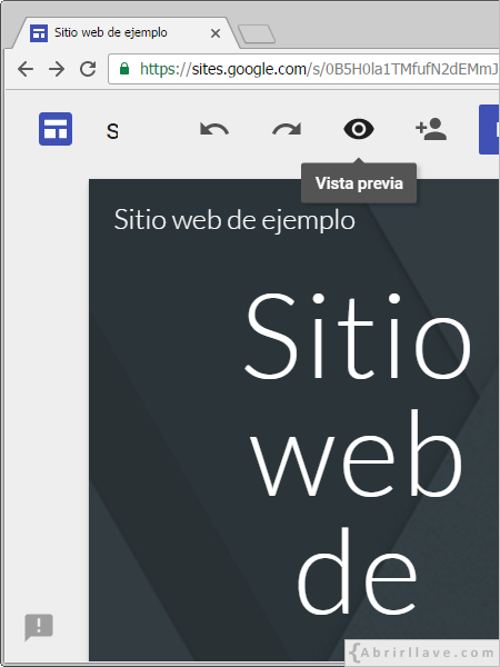 Obtener una vista previa en Google Sites.