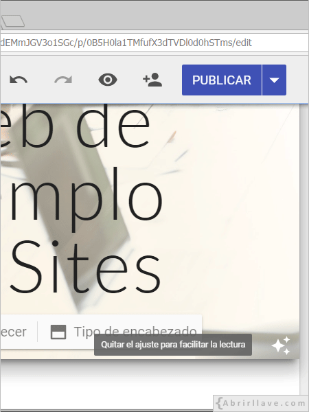 Quitar el ajuste para facilitar la lectura en Google Sites.