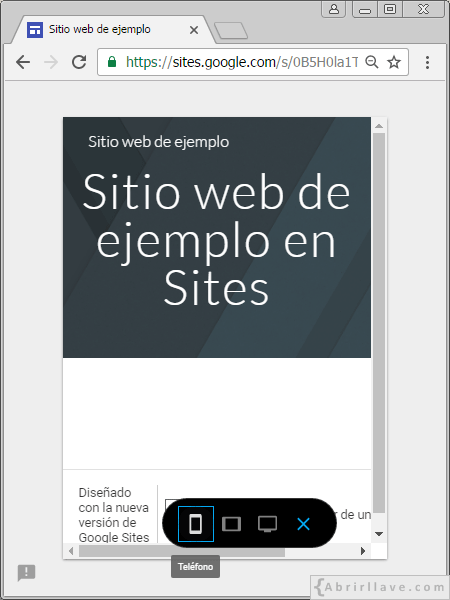 Vista previa de un sitio web en un teléfono móvil.