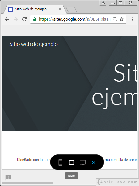 Vista previa de un sitio web en una tableta.