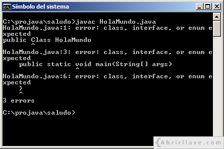 Error de compilación en Java.