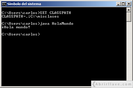 SET CLASSPATH, variable de entorno sí definida correctamente.